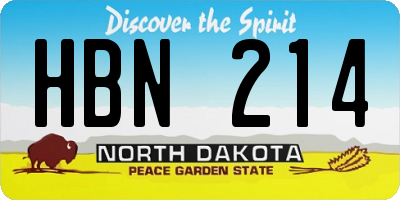 ND license plate HBN214