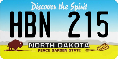 ND license plate HBN215