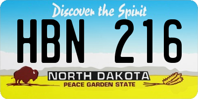 ND license plate HBN216