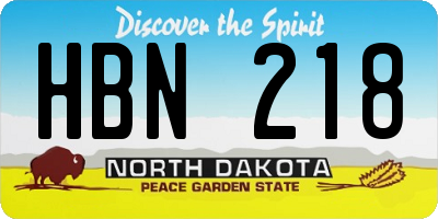 ND license plate HBN218