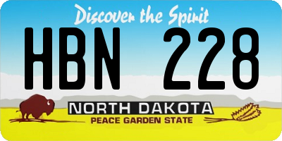 ND license plate HBN228