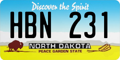 ND license plate HBN231