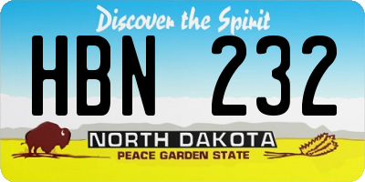 ND license plate HBN232