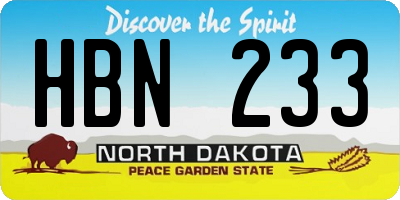 ND license plate HBN233