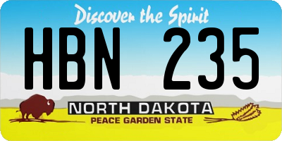 ND license plate HBN235