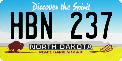 ND license plate HBN237