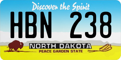 ND license plate HBN238