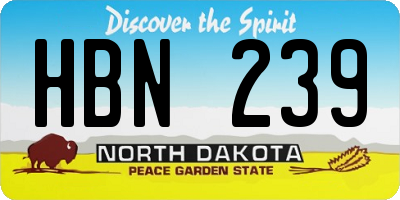 ND license plate HBN239