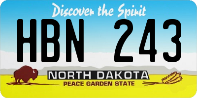 ND license plate HBN243