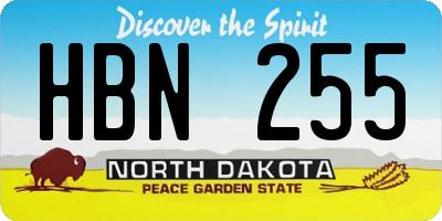 ND license plate HBN255