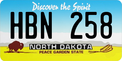 ND license plate HBN258