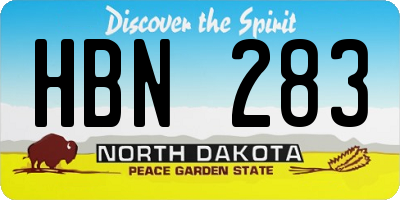 ND license plate HBN283