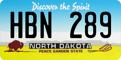 ND license plate HBN289