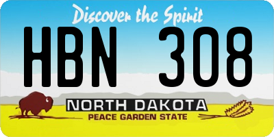 ND license plate HBN308