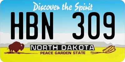 ND license plate HBN309