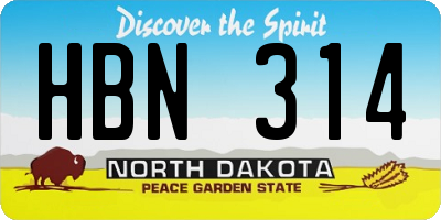 ND license plate HBN314