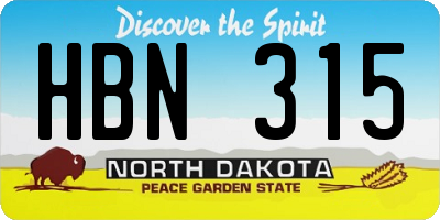 ND license plate HBN315