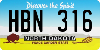 ND license plate HBN316