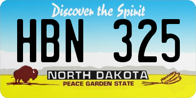 ND license plate HBN325