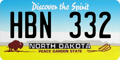 ND license plate HBN332