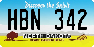 ND license plate HBN342