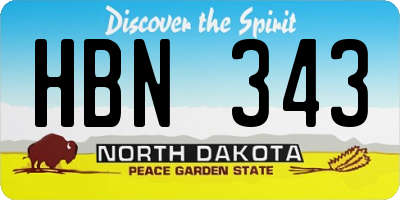 ND license plate HBN343