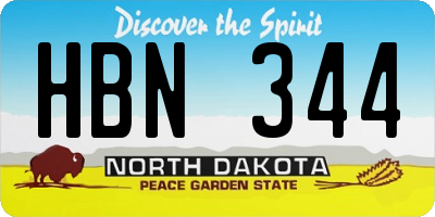 ND license plate HBN344