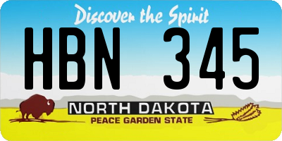 ND license plate HBN345