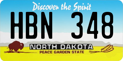 ND license plate HBN348