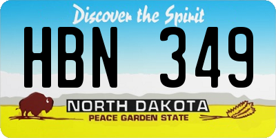 ND license plate HBN349