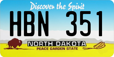 ND license plate HBN351