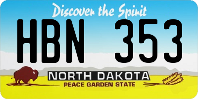 ND license plate HBN353