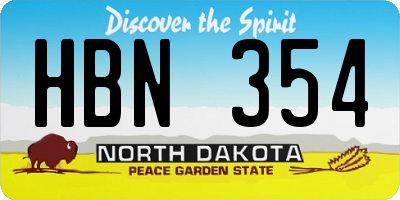 ND license plate HBN354