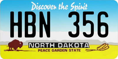 ND license plate HBN356