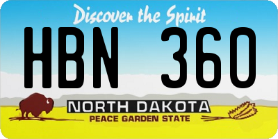 ND license plate HBN360