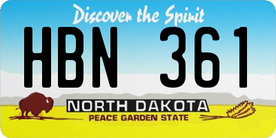 ND license plate HBN361