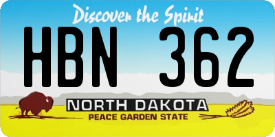 ND license plate HBN362