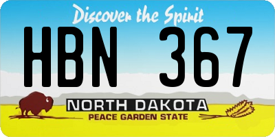 ND license plate HBN367