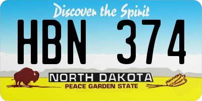 ND license plate HBN374