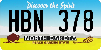 ND license plate HBN378