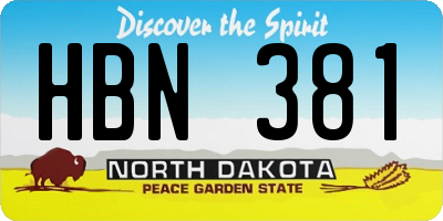 ND license plate HBN381