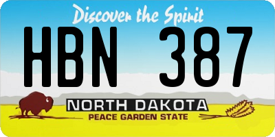 ND license plate HBN387