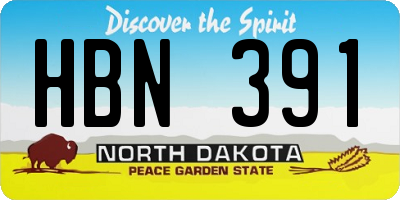 ND license plate HBN391