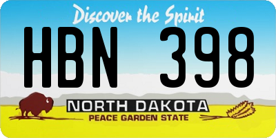 ND license plate HBN398