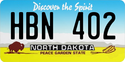 ND license plate HBN402