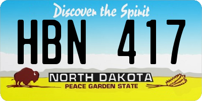 ND license plate HBN417