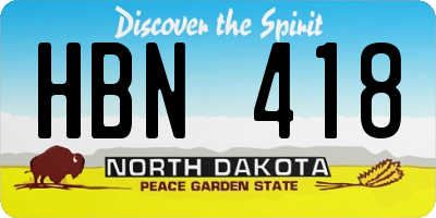 ND license plate HBN418