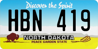 ND license plate HBN419