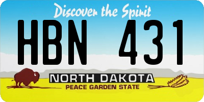 ND license plate HBN431