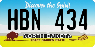 ND license plate HBN434